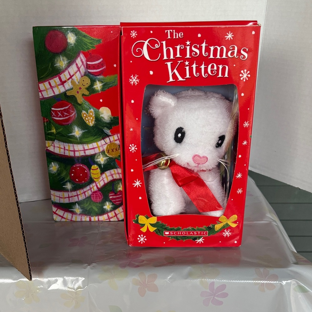 Scholastic Christmas Kitten Plush - White and Red